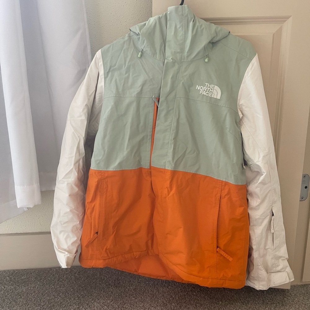 The North Face Orange and Light Green Ski Jacket
